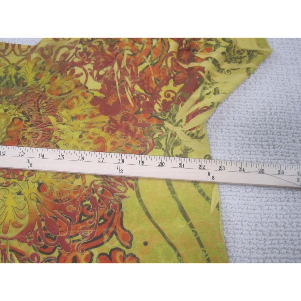 Cato Woman Shirt Womens Plus 18/20W Yellow Boho V Neck 3/4 Sleeve Embellished‎ - Picture 7 of 9